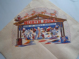 VINTAGE POLO NORTE TALLER SANTA SERVILLETA PAPEL MARAVILLOSA ILUSTRACIÓN - Imagen 1 de 6
