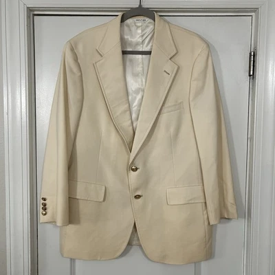 VINTAGE Chaps Ralph Lauren Cream Summer Blazer 44R Gold Buttons Sport Coat - Image 1 of 4