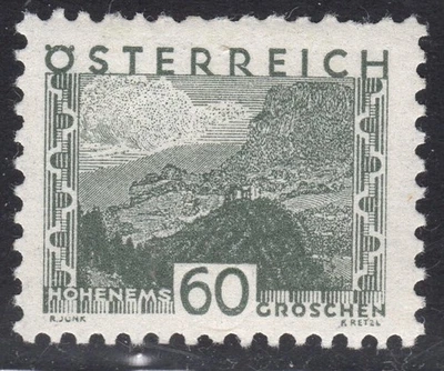 AUSTRIA #352 1932 60g Gris Verde MH Foto 1 de 2