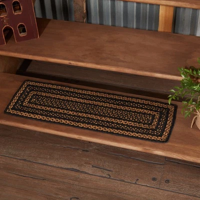 Piso de escada preto e bronzeado juta primitivo 8,5x27 reto preto decoração de piso marcas VHC - Imagem 1 de 4