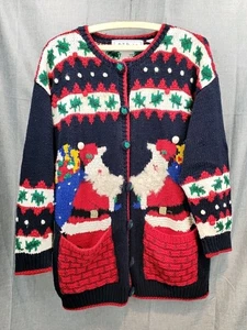 VTG Belle Pointe Christmas Cardigan Fun Ugly Sweater Cookies for Santa Women XL - Picture 1 of 12