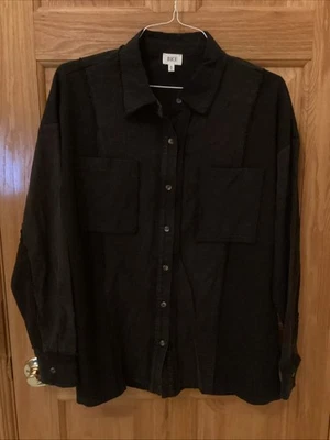 Camisa BKE Hebilla Para Hombre Talla Mediana Negra Manga Larga Causal Abotonada CM1-584 Foto 1 de 4