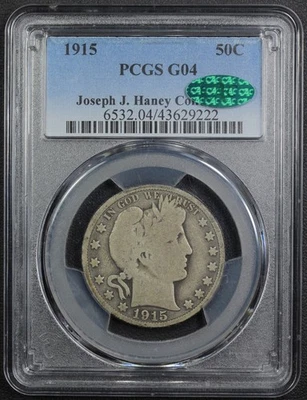 1915 Barber Silver Half Dollar 50C (Joseph J. Haney Collection) PCGS G 04 CAC - Image 1 of 4