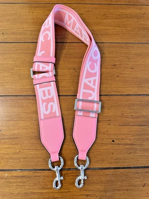 MARC JACOBS LOGO PINK WEBBING PINK LEATHER CROSSBODY SHOULDER STRAP SILVER - Image 1 of 4