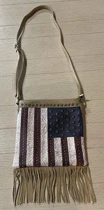 Shyanne Umhängetasche amerikanische Flagge Leder Fransen - Bild 1 von 4