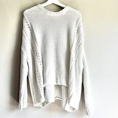Vintage Havana sweate off white  M pullover crew oversize beach open knit preppy - Image 1 of 4