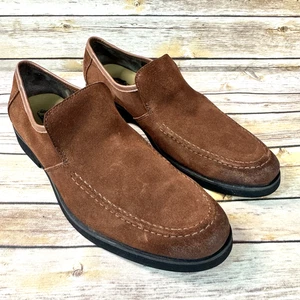 Hushpuppies Mens Red Brown Suede Slip On Career Loafers Size 9.5 Preppy Classic - Picture 1 of 9