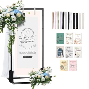 Wedding Sign Stand – Adjustable Metal Easel, 50" or 66" Floor Poster Holder, ... - Picture 1 of 6