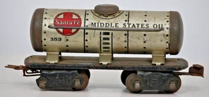 Marx 553 ATSF Santa Fe Car Litho, Silver, O Gauge 1:48 Scale Metal Post War - Picture 1 of 5