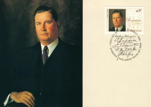 1994 Australian Prime Minister AW Fadden POSTCARD Maxicard Cancelled in Canberra - Bild 1 von 2