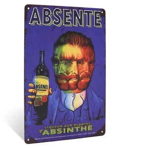 Lustiges Metall-Posterschild Absinth Van Gogh Mann Höhle Bar Wohnheim Zubehör 12 x 8 Zoll - Bild 1 von 7