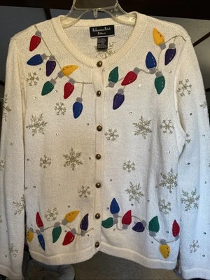 Винтажный рождественский кардиган на 7 пуговицах Reference Point Petites размер PM - Изображение 1 из 4