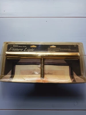"Luz de imagen delgada con acabado de latón pulido Angelo de 14"" 75051 nueva en paquete" Foto 1 de 4