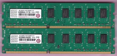 8GB 2x4GB PC3-10600 DDR3-1333 TRANSCEND 240-Pin DIMM CL9 Desktop Ram Memory Kit - Image 1 of 2