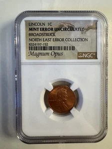 1991 LINCOLN CENT NGC MINT ERROR BROADSTRUCK NORTH EAST ERROR COLLECTION - Picture 1 of 2