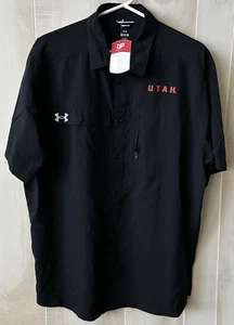 University of Utah Utes Under Armour schwarzes geknöpftes Herrenhemd Large neu mit Etikett - Bild 1 von 3