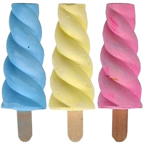 DIS-3 Piece Blue Pink and Yellow Twirl Sidewalk Chalk on Popsicle Sticks - Picture 1 of 1