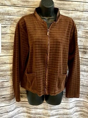 Jaqueta Cappagallo Feminina Veludo Marrom Manga Longa Zíper Frontal Tamanho L. T6 - Imagem 1 de 4