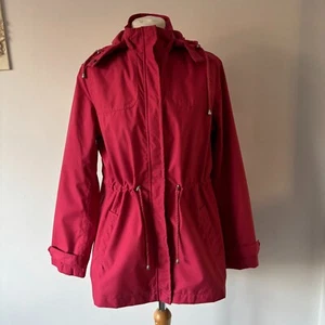 Lands' End Pink Spring Summer Jacket Rain Coat Mac Hooded Lined Size M Petite - Picture 1 of 9