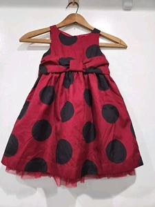 VTG 2000 Baby Gap Dress 2T 30-33 LBS Red Black Ladybug Polka Dot Holiday Formal - Picture 1 of 6