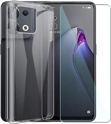 PIXFAB For OPPO Reno 8 Pro 5G Case Slim Clear Silicone Gel Phone Cover + Tempered Glass