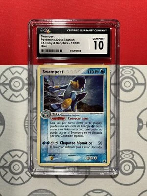 NEW CGC 10 GEM Swampert 13 SPANISH EX Ruby & Sapphire Holo Pokemon Card PSA 8018 - Image 1 of 4