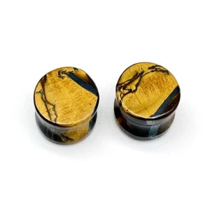 Natural Tiger's Eye Crystal Hand Crafted Ear Piercing Plugs Pair Size 8g - 54MM - Picture 1 of 8