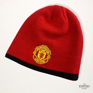 Gorro juvenil MANCHESTER UNITED ✦ Sombrero tejido rojo nuevo ✦ Escudo oficial regalo de invierno - Imagen 1 de 5