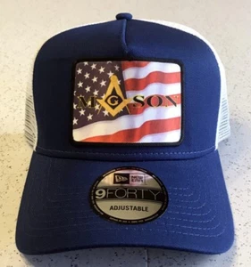 Masonic U.S.Flag Cap in Blue & White - Style 2 - Picture 1 of 1