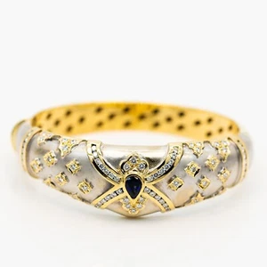 Armband 750/18K Weißgold/Gelbgold Saphir Diamanten 2.8 ct TW/VS Gr. 16-17 - Bild 1 von 2
