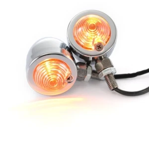 Luces indicadoras intermitentes señales de giro delanteras traseras cromadas ámbar para motocicleta - Imagen 1 de 9
