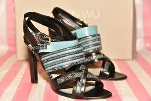 Jason Wu Arizona Sandalen mit Schlangenlederbesatz blau schwarz Größe 8,5 - Bild 1 von 10