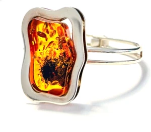 Bernsteinarmreif Silberarmreif großer Bernstein 925 er Silber 18cm Armreif Polen - Bild 1 von 9