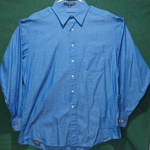 Tommy Hilfiger Men's Large 100% cotton blue long sleeve button up dress shirt - Picture 1 of 9