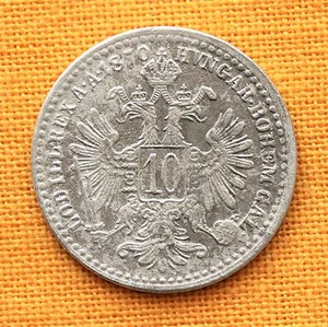 Habsburg Franz Joseph Silver 10 Kreuzer, 1870. - Picture 1 of 2