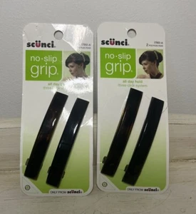 Scunci No Slip Grip All Day Hold No Slip Grip Hair Barrettes Brown 2 Pack 4total - Picture 1 of 8