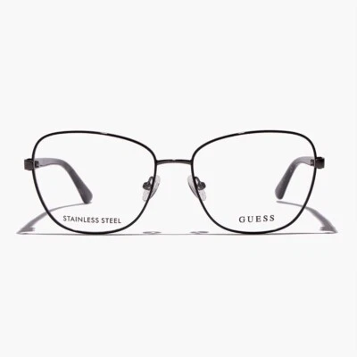 GUESS GU2815 001 Shiny Black Butterfly Metal Optic Eyeglasses Frame 55-16-140 - Image 1 of 4