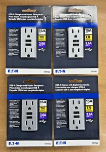 Eaton TR7765SG (Box of 4) USB-A Charger w/ Duplex Receptacle Silver Granite 15A - Picture 1 of 7