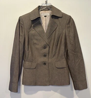 Chaqueta Blazer Tahari Arthur S. Levine Mujer Marrón Mezcla Lino Carrera Talla 6 (A) Foto 1 de 4