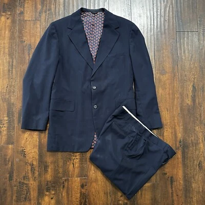 1960s 1970s Navy Oregon Sport Jacket VTG Mens Suit 42 33x33 Rockabilly Classy - Image 1 of 4