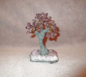 Amethyst Gem Stone Tree With Base And Copper Wire Bonsai Metaphysical Healing - Picture 1 of 10