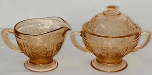 Federal SHARON/CABBAGE ROSE PINK *3 3/4" FOOTED CREAMER & SUGAR W/LID* - Picture 1 of 1