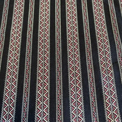 VTG Black Stripe Cotton Fabric Western Southwest 1 yd x 43" Cowboy Desert - Image 1 of 4