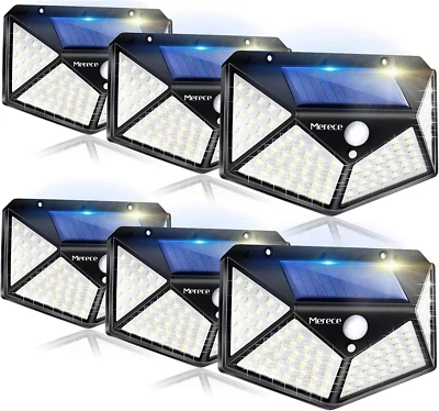 MERECE LIGHT VINHMOR Solar Lights Outdoor 6 Pack, 100LED/3 Modes 270° Lighting Angle Motion S