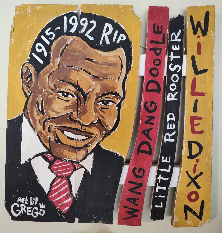 Willie Dixon - Wang Dang Doodle Painting 15 x 16 on 5 planks of Cedar Shingles - Image 1 of 1