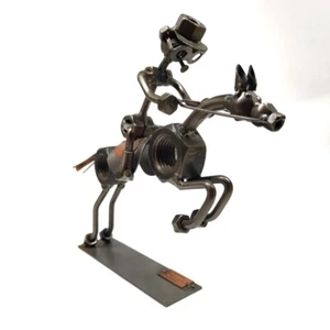 VINTAGE HORSE RIDER HINZ & KUNST METAL ART SCULPTURE MADE IN GERMANY VTG - Picture 1 of 6