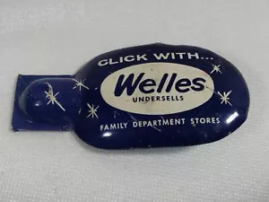 Juguete de colección Tin Clicker publicidad Welles familia grandes almacenes cricket OH - Imagen 1 de 6