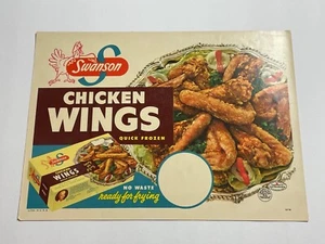 Vintage 1950er Swanson TV Abendessen Frozen Chicken Wings Lebensmittelgeschäft Papierschild - Bild 1 von 1