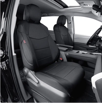 EKR Seat Covers Toyota Sienna 2021-25 Front + 2nd Row Captains Black Leatherette - Image 1 of 4