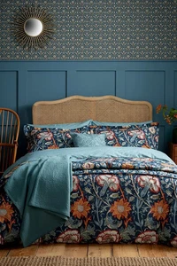Morris & Co Pink And Rose Bedding Set in Teal - Clearance - Picture 1 of 1